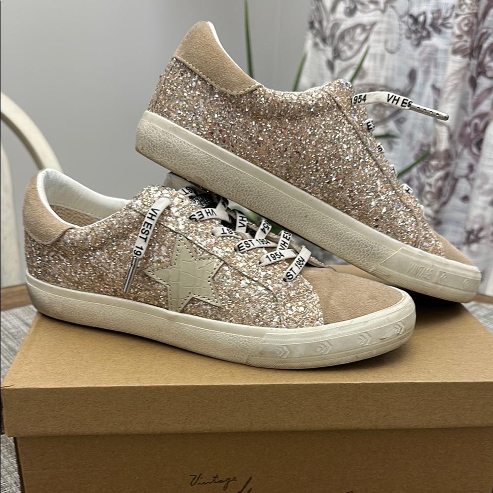 Glittering Beige Women's Sneakers